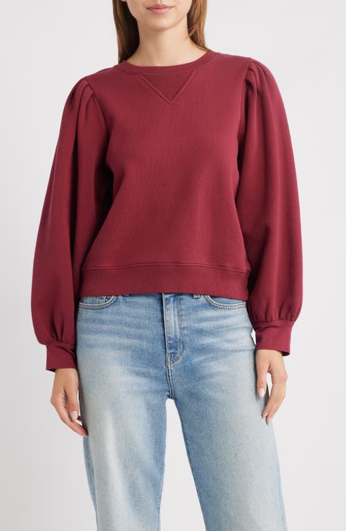 Rails Tiffany Balloon Sleeve Cotton Sweatshirt In Burgundy