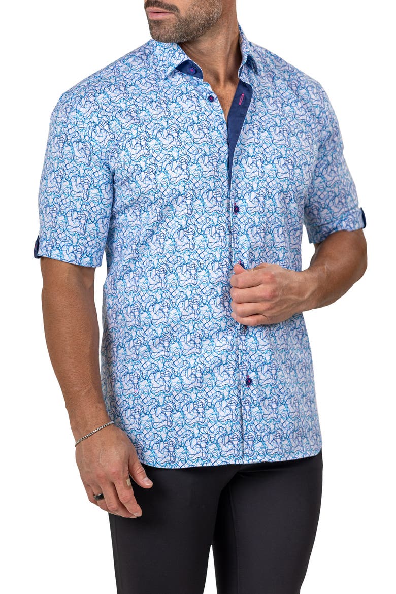 Galileo Marthy Short Sleeve Button-Up Shirt, Alternate, color, WHITE