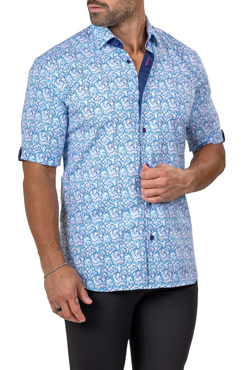 Maceoo Galileo Marthy Short Sleeve Button-Up Shirt, Alternate, color, 