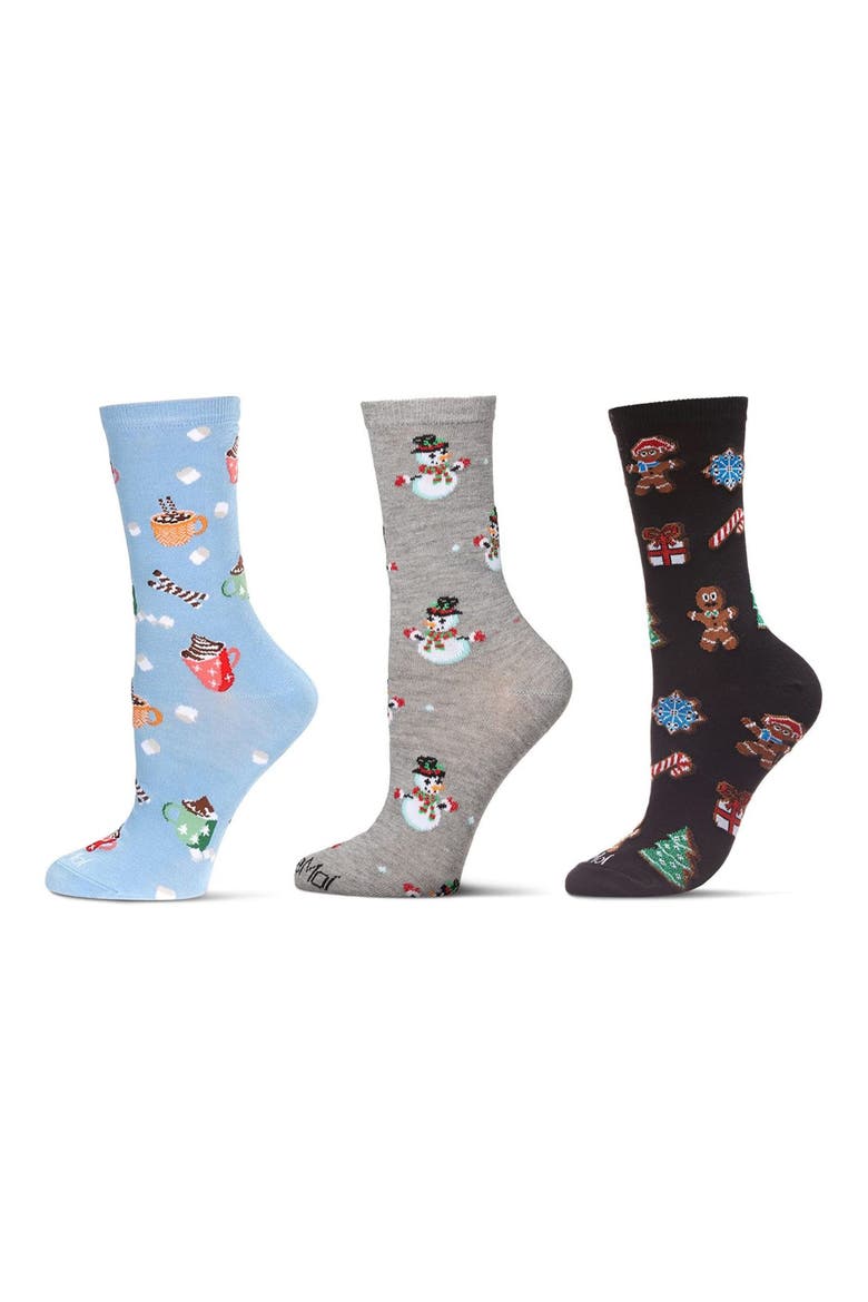 Christmas Assorted 3-Pack Crew Socks, Main, color, PINK
