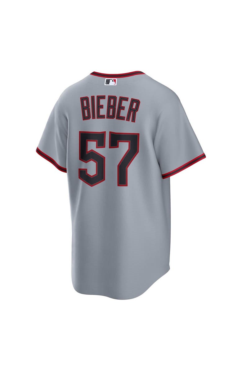 Nike Men's Nike Shane Bieber Gray Cleveland Guardians Road Replica Jersey, Alternate, color, 