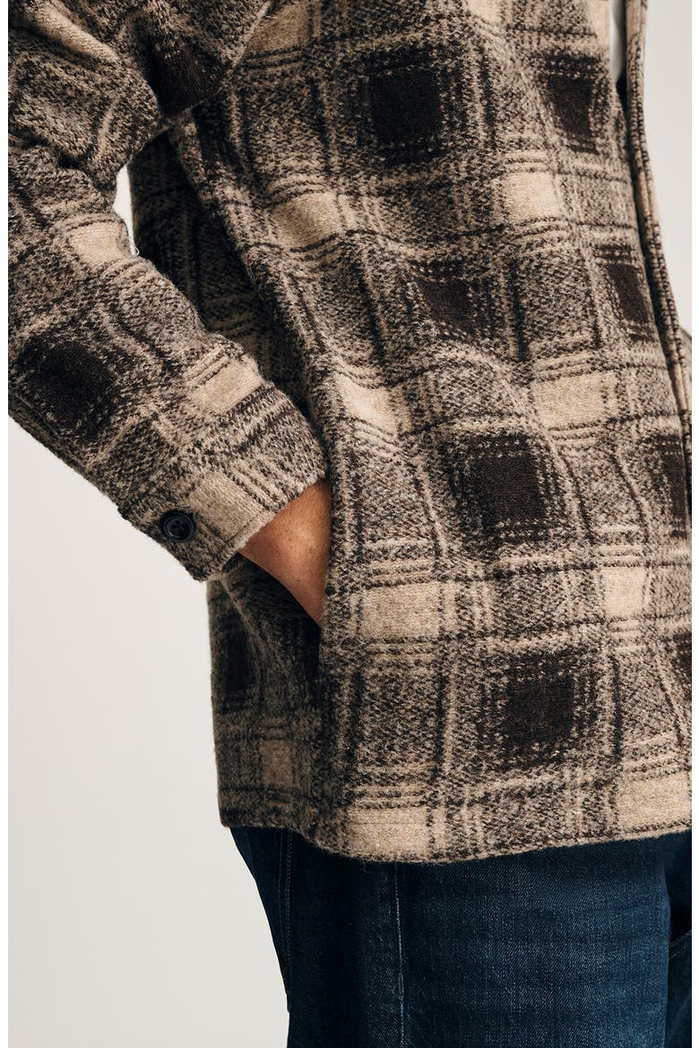 Check Wool Blend Overshirt, Alternate, color, BROWN