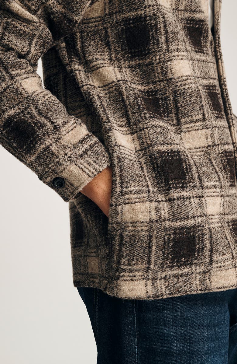 Mavi Jeans Check Wool Blend Overshirt, Alternate, color, Brown