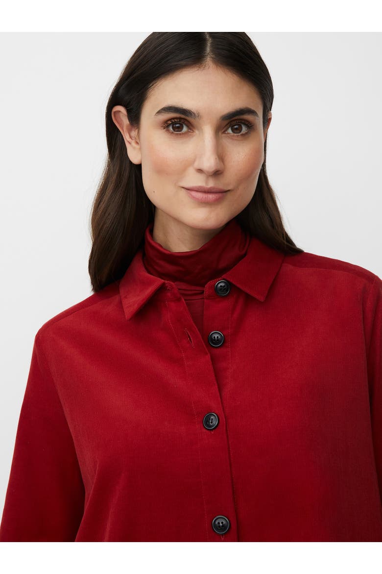 Long Sleeve Collared Velvet Shirt, Alternate, color, Red Dahlia
