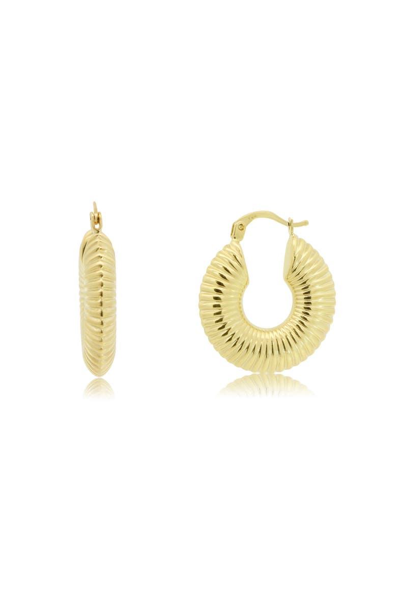 The Lovery Fine Jewelry Ribbed Gold Hoop Earrings, Main, color, Yellow Gold