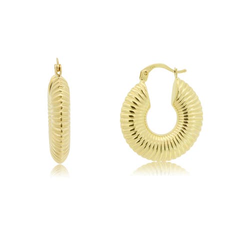 Ribbed Gold Hoop Earrings