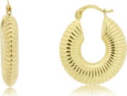 The Lovery Fine Jewelry Ribbed Gold Hoop Earrings