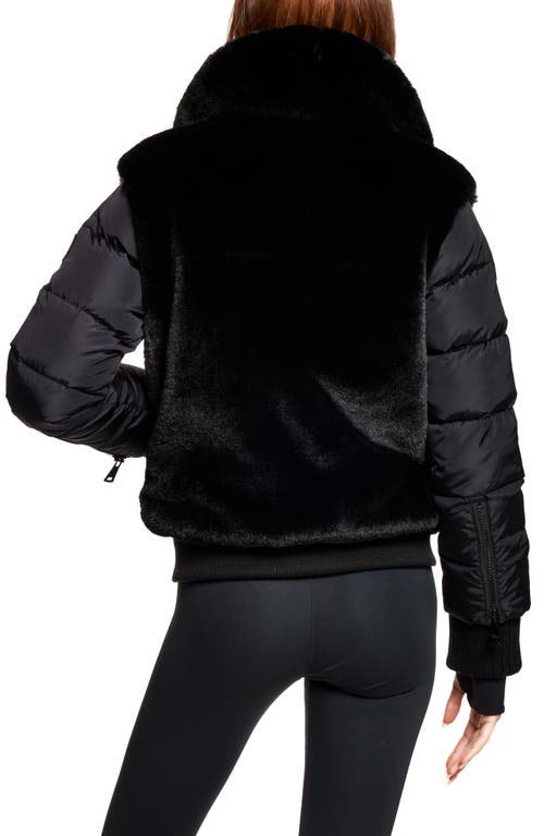 Sam . Carlie Faux Fur Quilted Down Puffer Jacket In Black