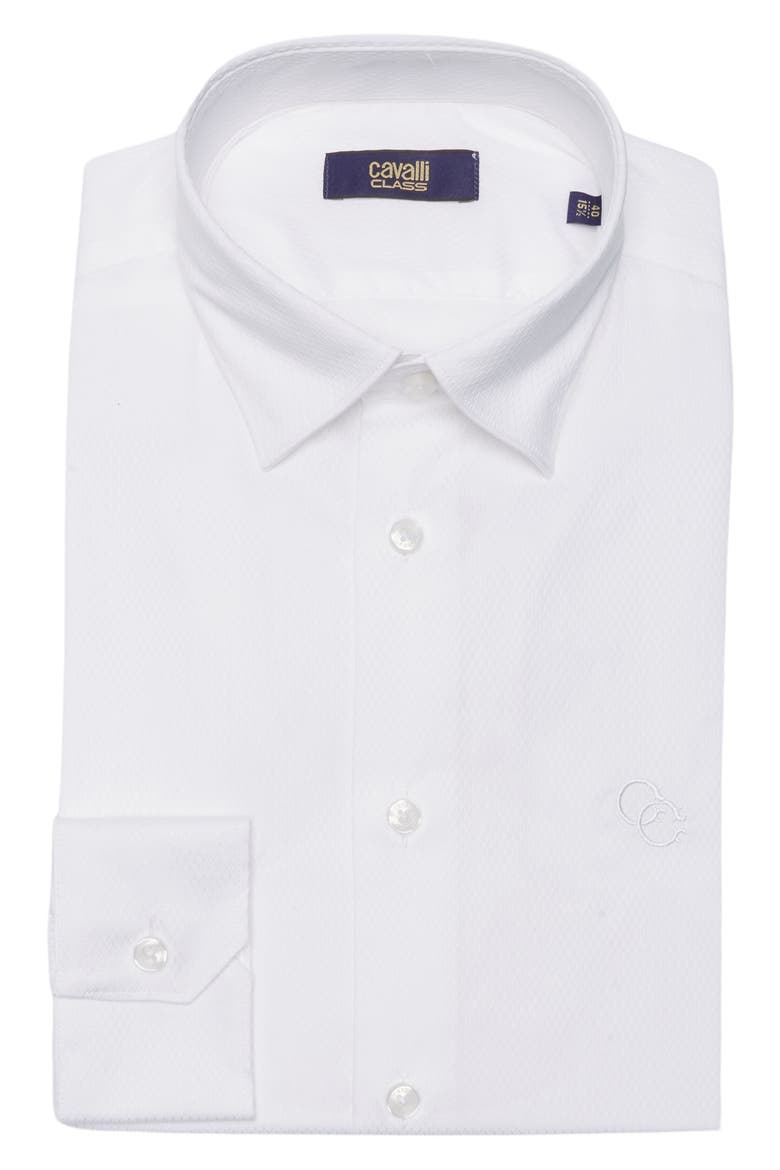 Slim Fit Textured Dress Shirt, Alternate, color, WHITE