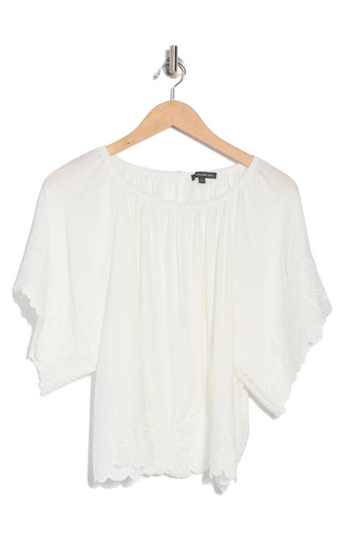 Adrianna Papell Embroidered Floral Top In White