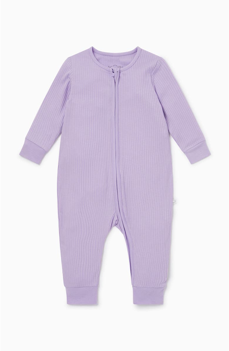 MORI Ribbed Two Way Zip-Up Sleepsuit, Main, color, Lilac