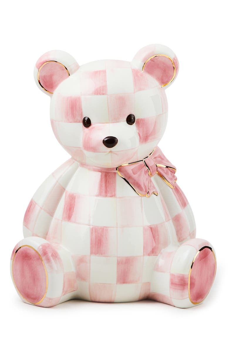 MACKENZIE CHILDS Rosy Hand Painted Ceramic Bear Bank, Main, color, Rosy