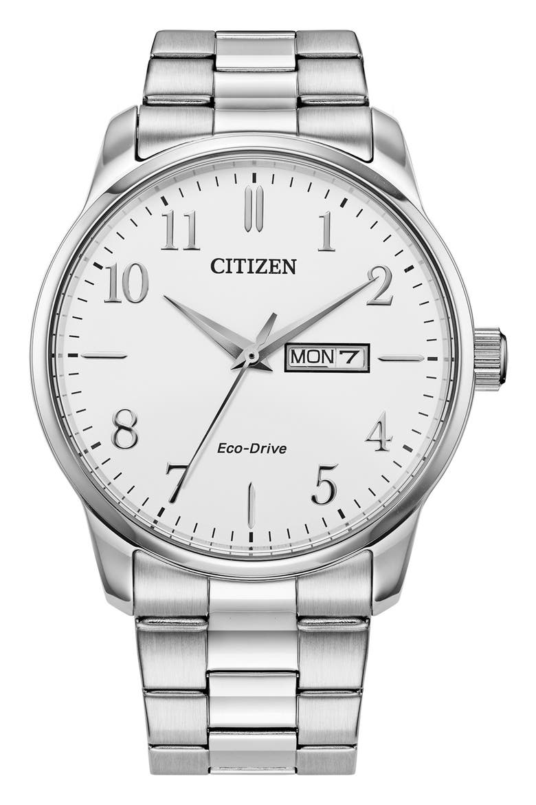 Eco-Drive Bracelet Watch, 42mm, Main, color, SILVER