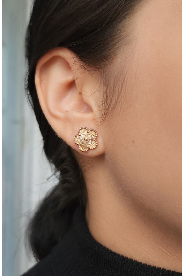 Beaded Flower Stud Earrings, Alternate, color, PINK