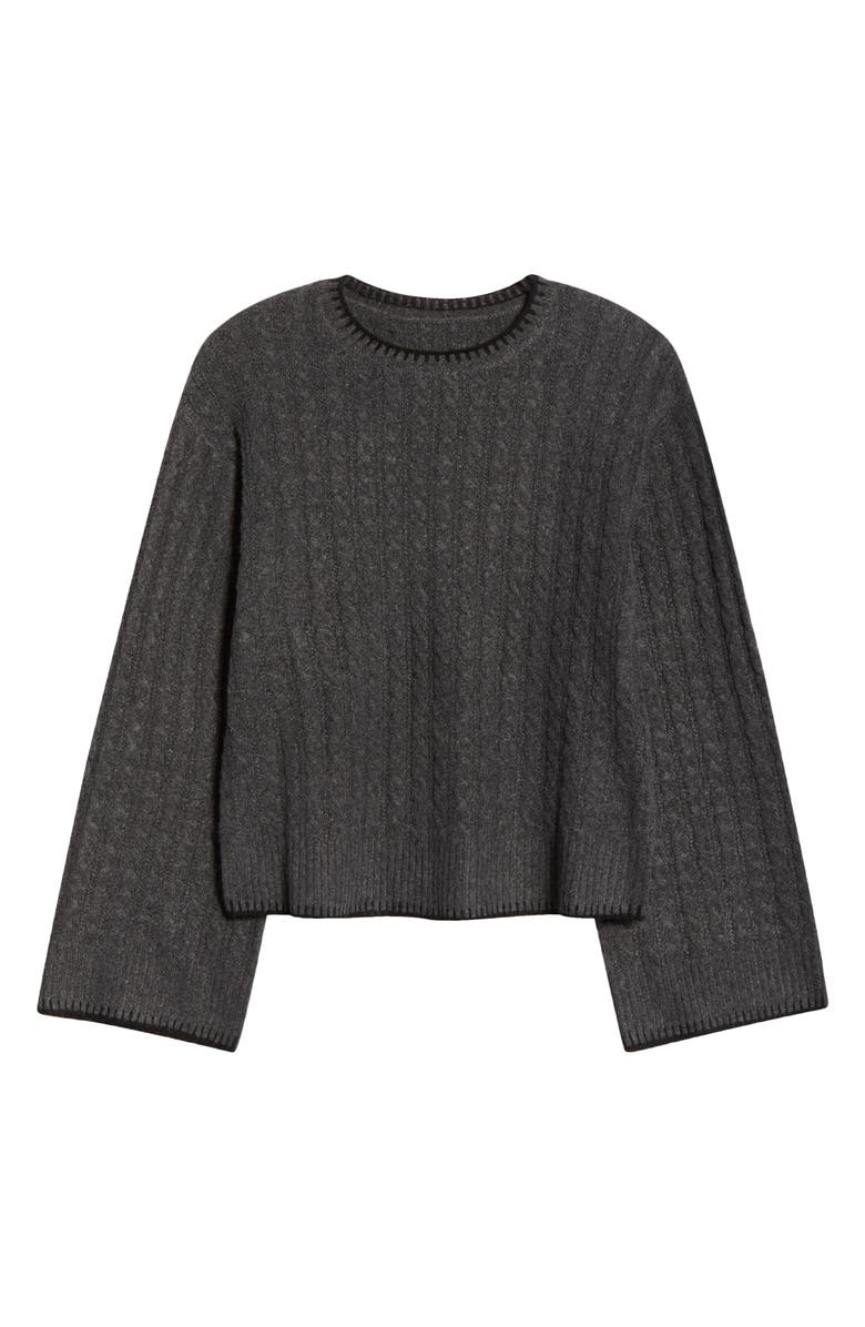 UGG<sup>®</sup> Rylynn Cable Flare Sleeve Sweater, Alternate, color, Charcoal Heather