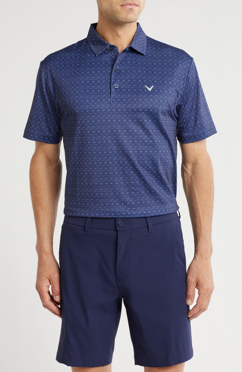 Callaway Chevron Print Twill Polo, Main, color, Peacoat
