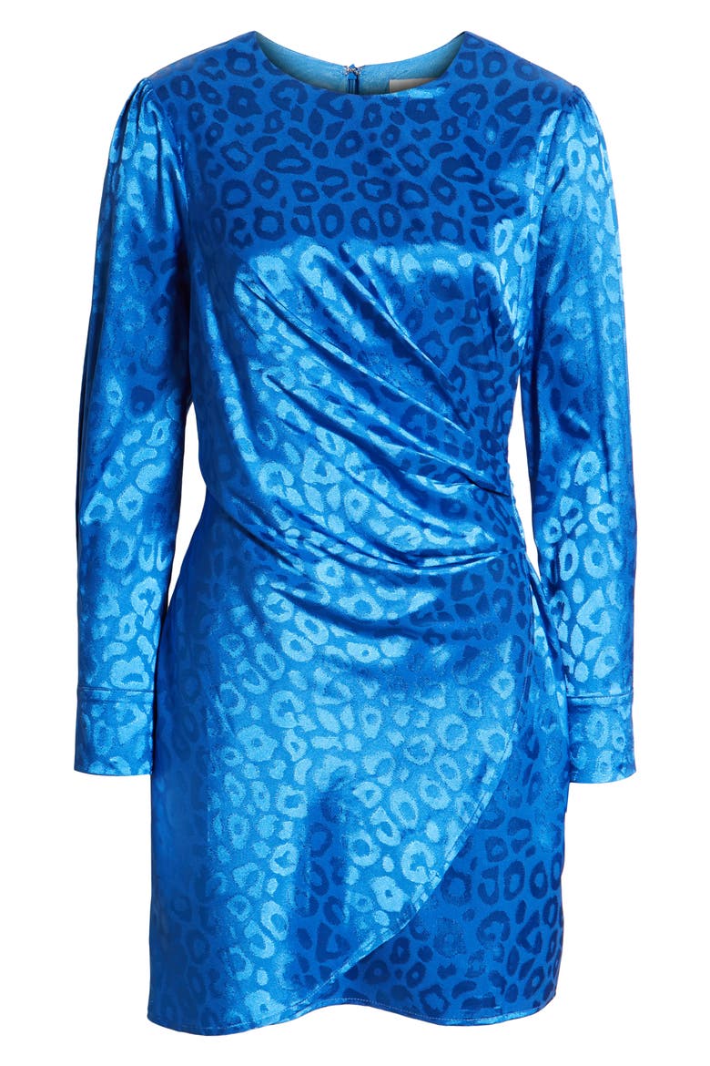 Isabella Draped Long Sleeve Minidress, Alternate, color, COBALT
