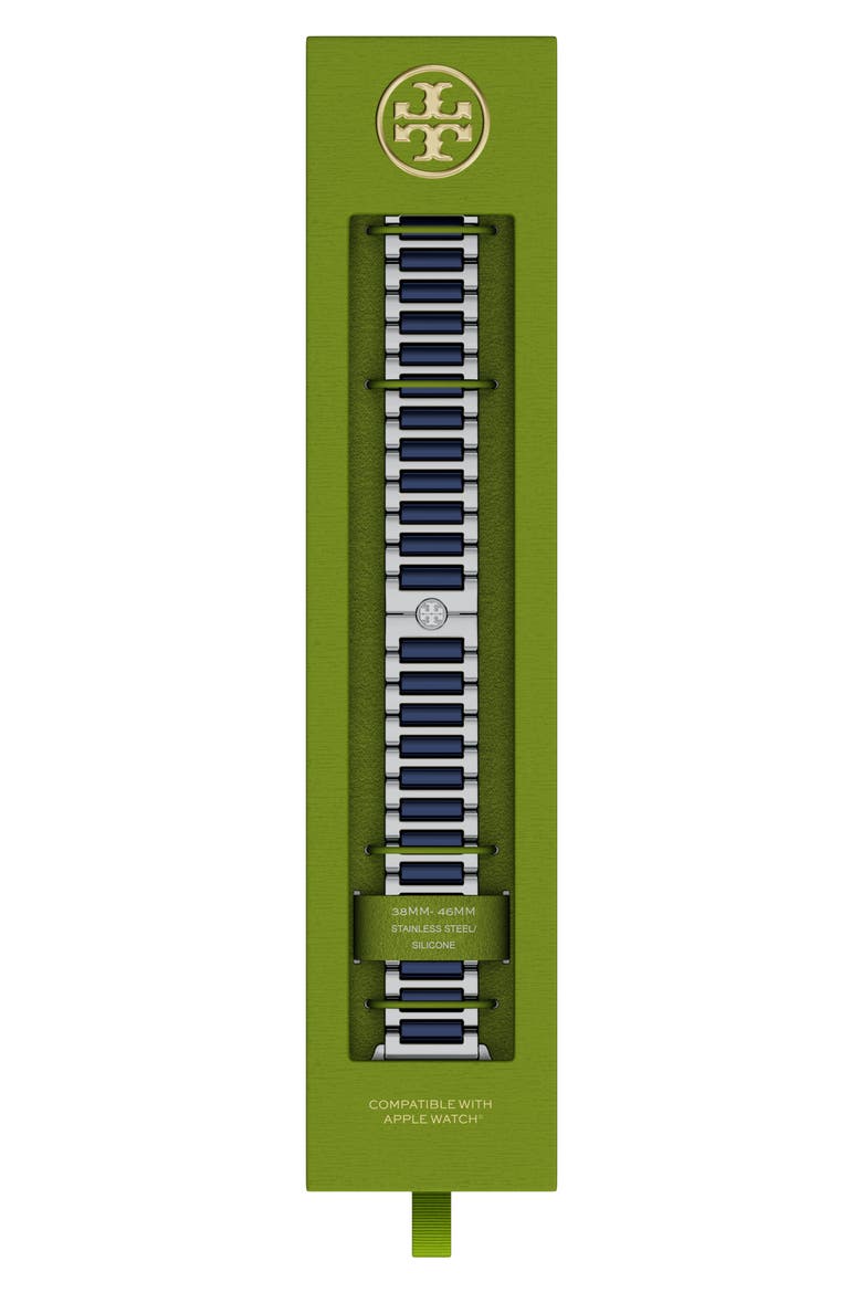 The Kira 18mm Apple Watch® Bracelet Watchband, Alternate, color, NAVY/ SILVER