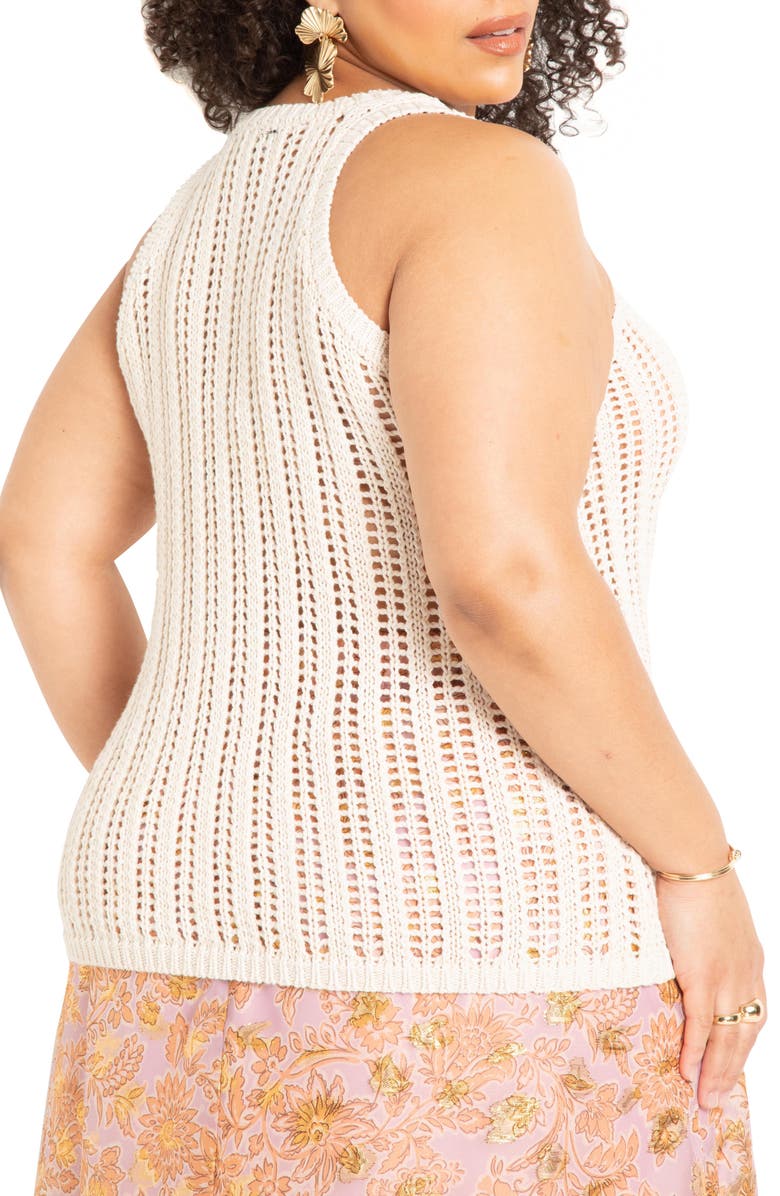 ELOQUII Crochet Knit Tank, Alternate, color, 