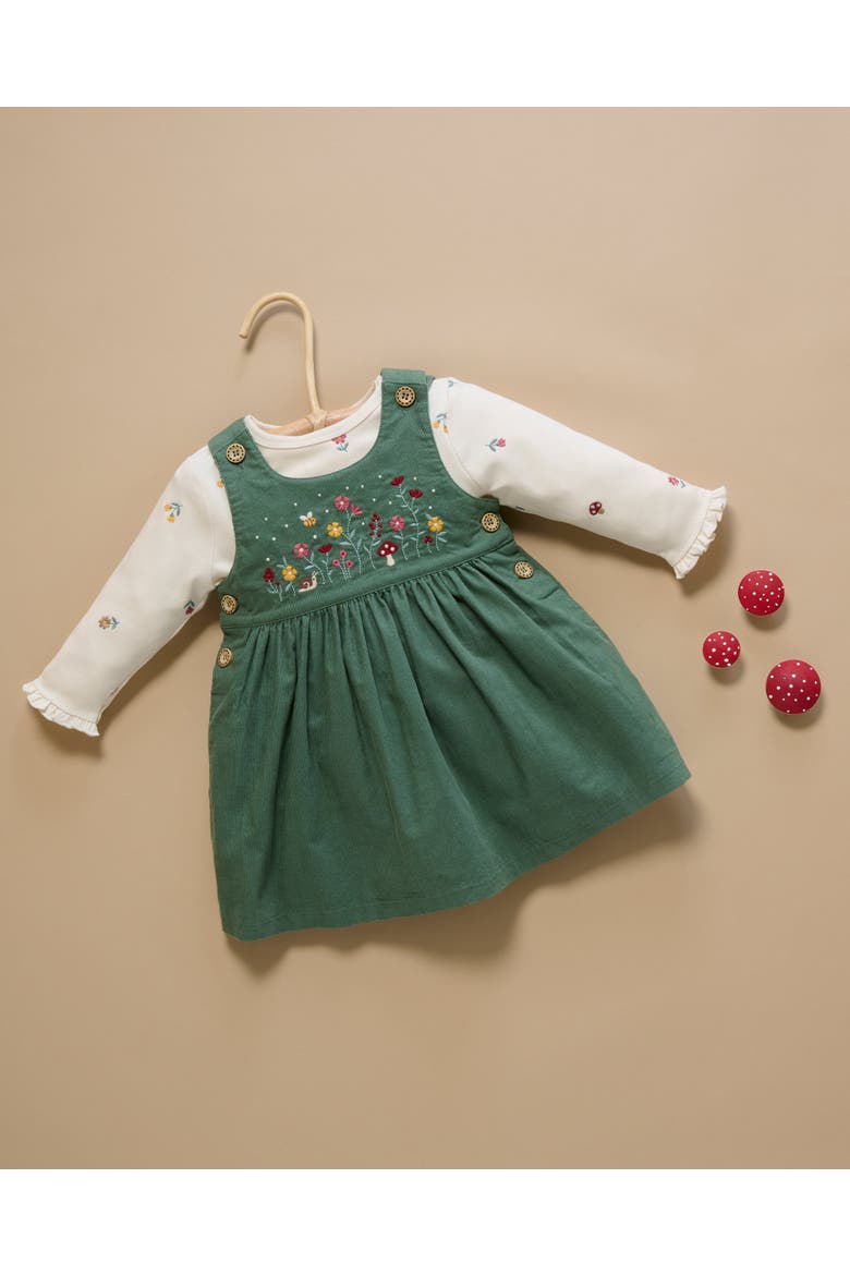 Corduroy Pinnie & Headband Set, Alternate, color, Glade