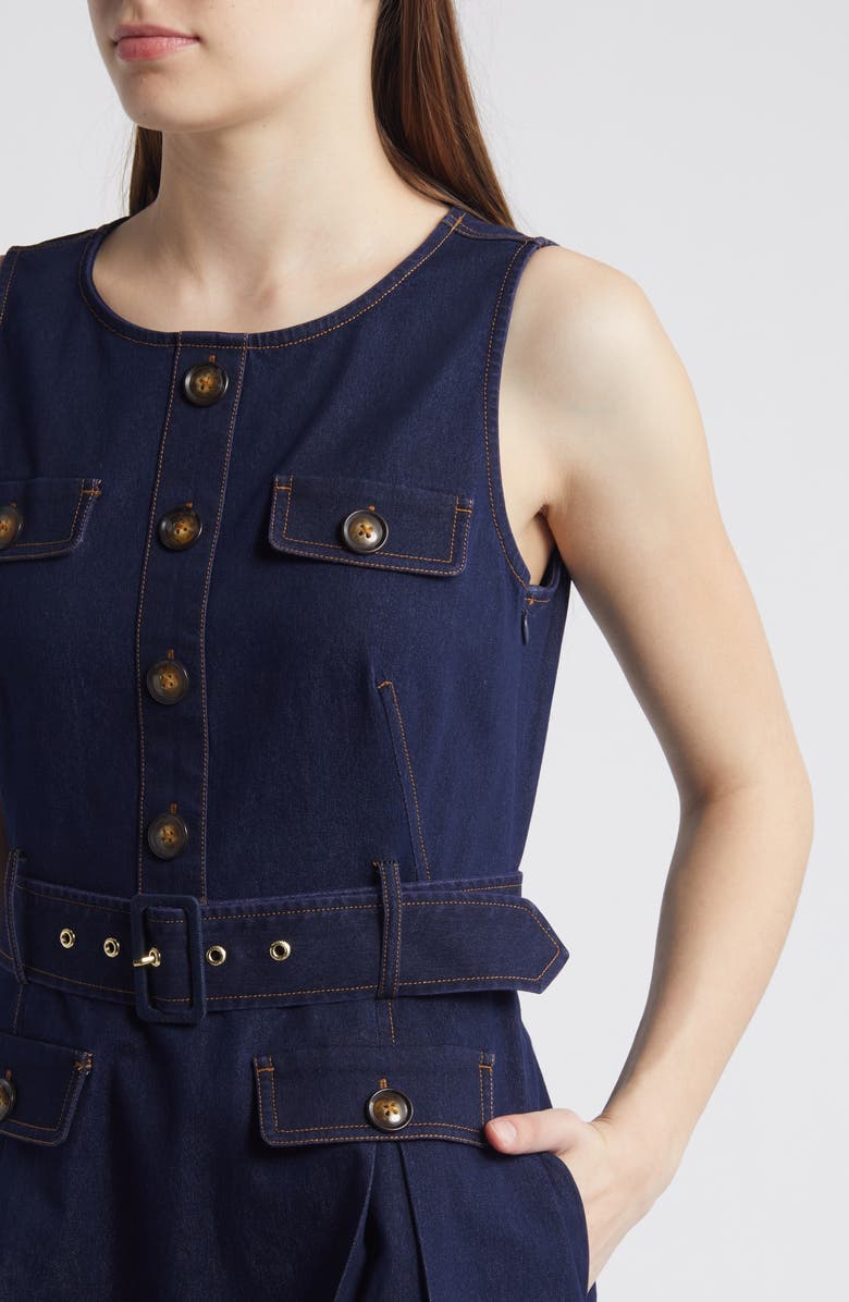 Anne Klein Sleeveless Denim Shirtdress, Alternate, color,