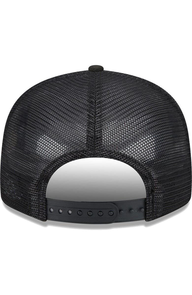 New Era Men's New Era Black Portland Trail Blazers Stacked Script 9FIFTY Trucker Snapback Hat, Alternate, color, 