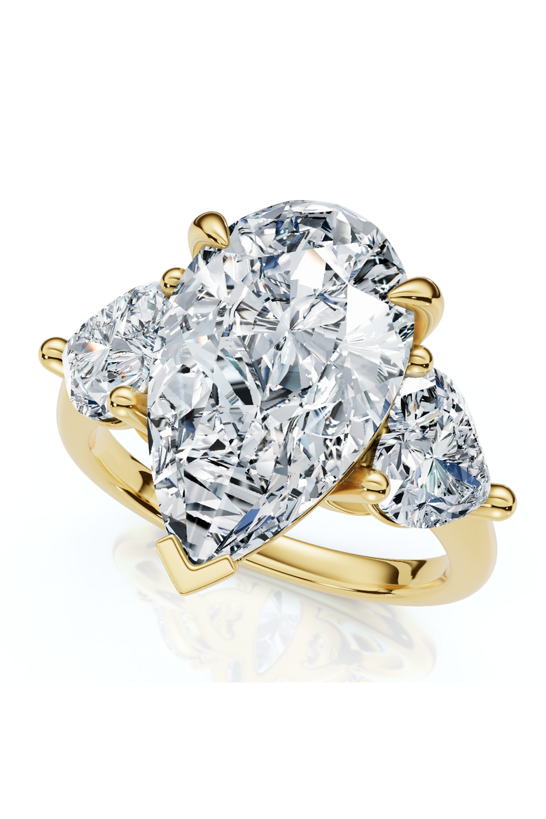 5 1/2Ct Pear & Heart Certified Diamond Engagement Ring Lab Grown, Main, color, 14k Yellow Gold