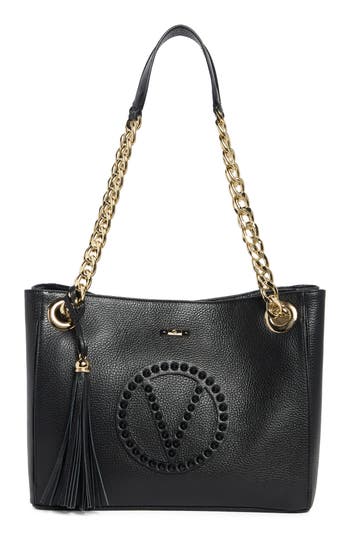Valentino By Mario Valentino Luisa Rock Leather Tote Bag In Black
