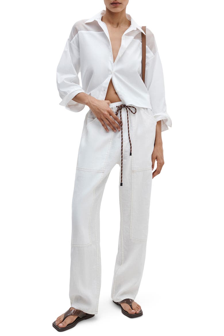 Elly Crop Button-Up Shirt, Alternate, color, WHITE