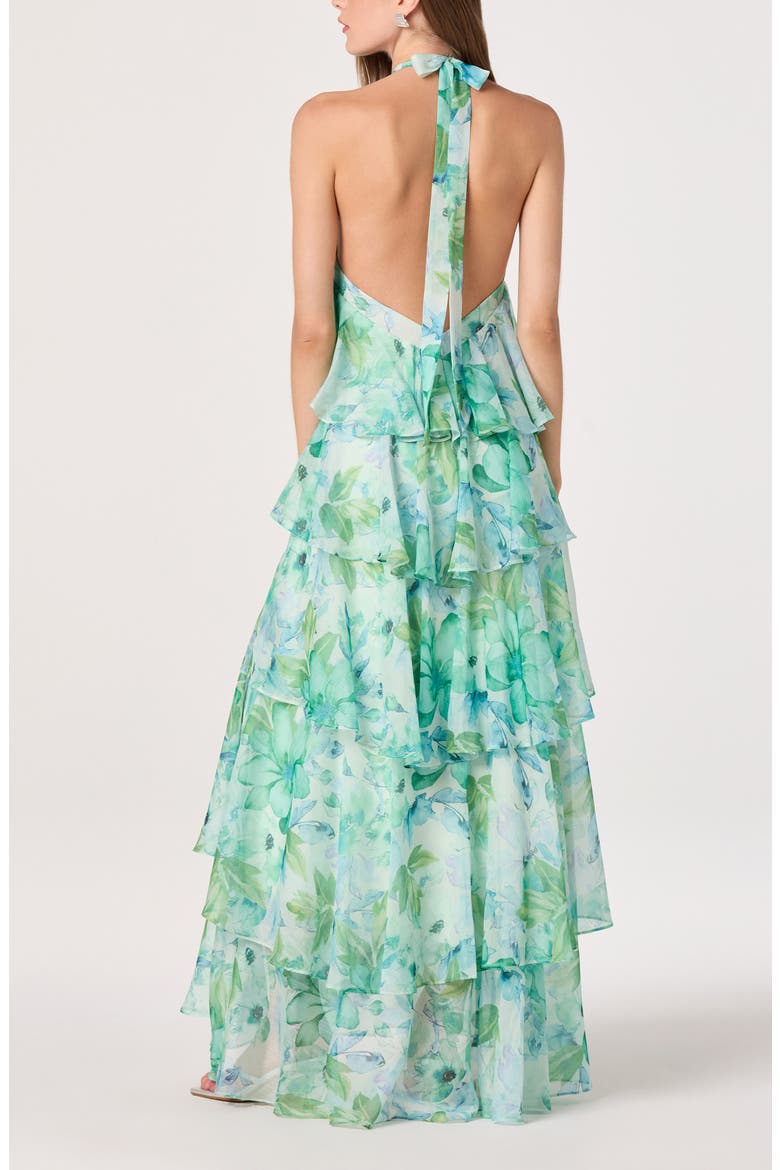 Daiga Print Chiffon Halter Maxi Dress, Alternate, color, GREEN FLORAL