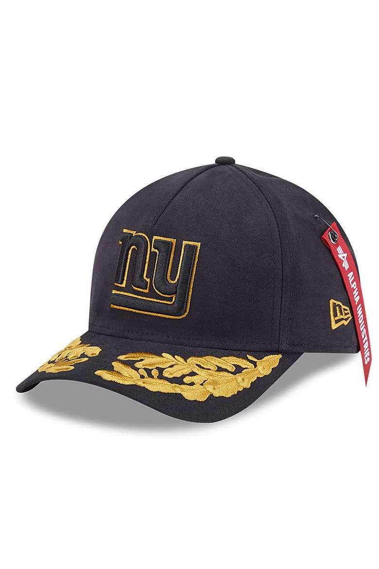 Men's New Era x Alpha Industries  Black New York Giants A-Frame 9FORTY Adjustable Hat, Main, color, Black