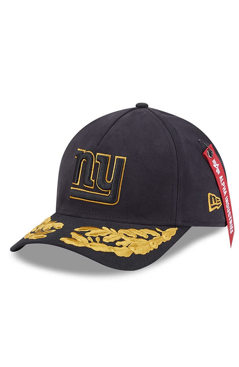 New Era x Alpha Industries Men's New Era x Alpha Industries Black New York Giants A-Frame 9FORTY Adjustable Hat, Main, color, Black