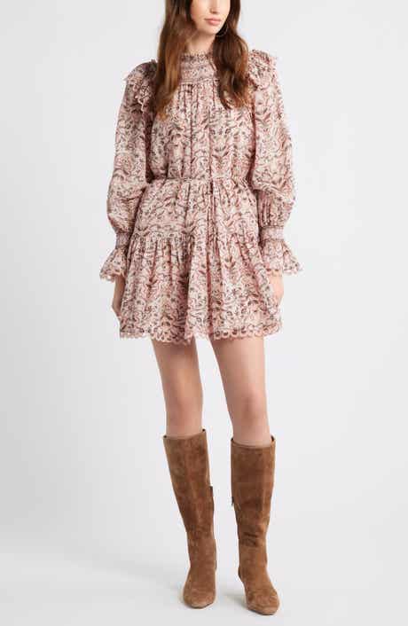 Treasure & Bond Smocked Lace Long Sleeve Minidress