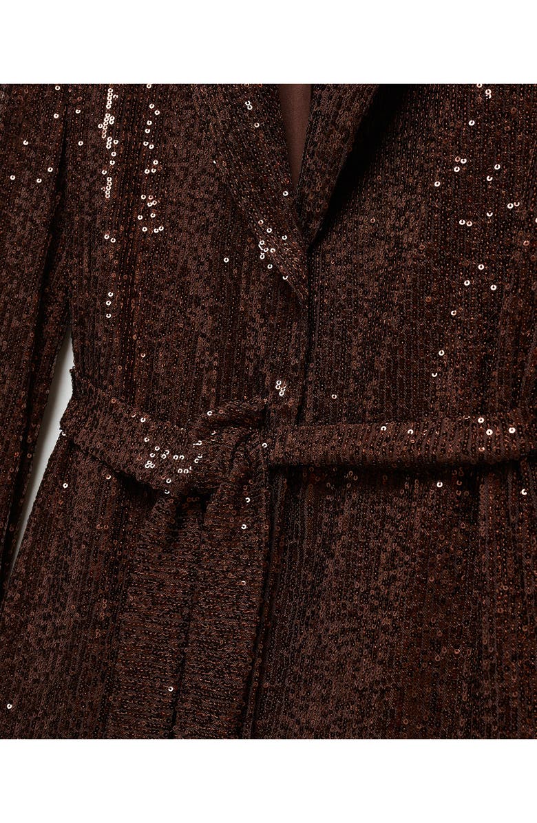 MANGO Belted Sequin Blazer, Alternate, color, 