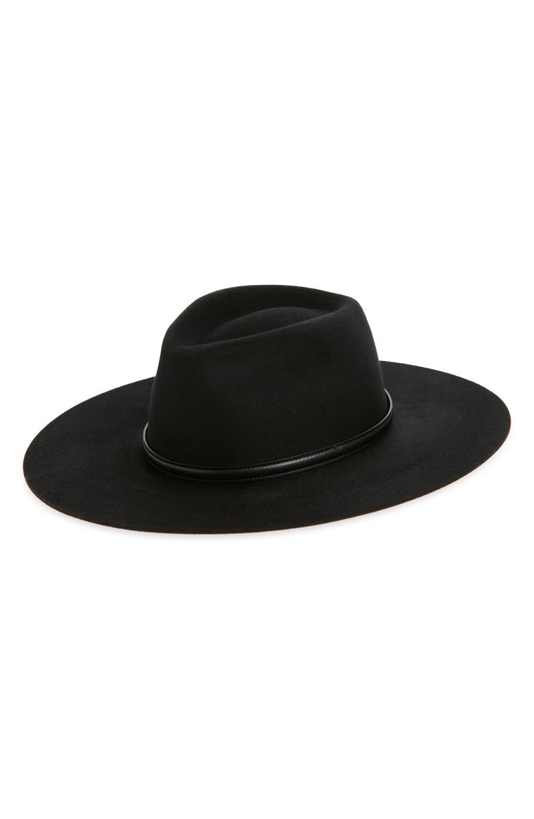 Janessa Leoné Beck Wool Felt Fedora, Main, color, Black