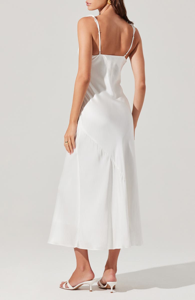 ASTR the Label Zoie Ruffle Neck Satin Slipdress, Alternate, color, White