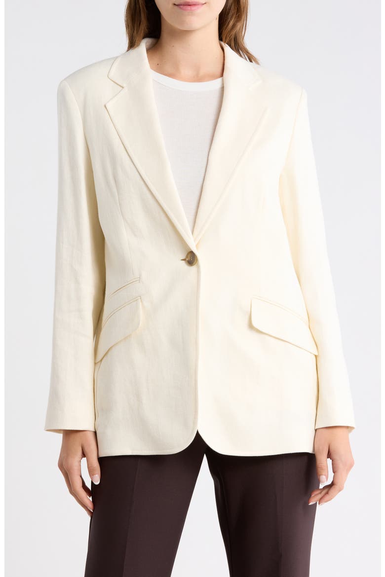 Linen Blend Blazer, Main, color, OPEN WHITE