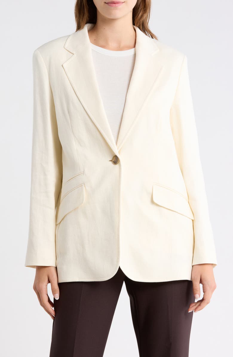 BOSS Linen Blend Blazer, Main, color, Open White