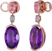 Kahn High Jewelry Rose Quartz & Amethyst Earrings with Diamonds