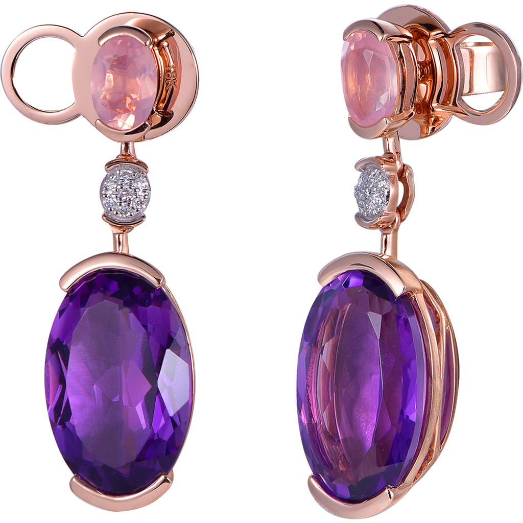 Kahn High Jewelry Rose Quartz & Amethyst Earrings with Diamonds in Pink & Purple  product