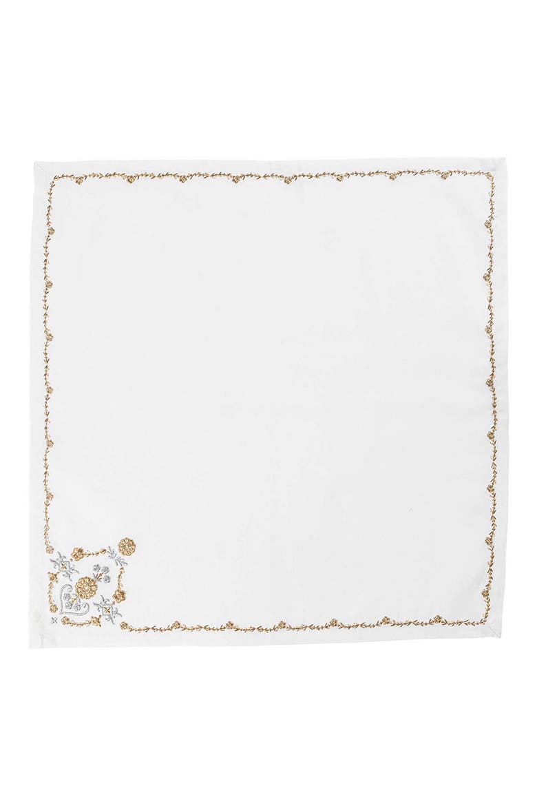 Heidi Set of 4 Embroidered Cotton & Linen Napkins, Alternate, color, GOLD/SILVER
