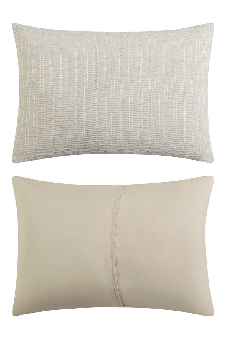 Stitched Gauze Yarn Dye Jacquard Comforter & Sham Set, Alternate, color, LIGHT BEIGE