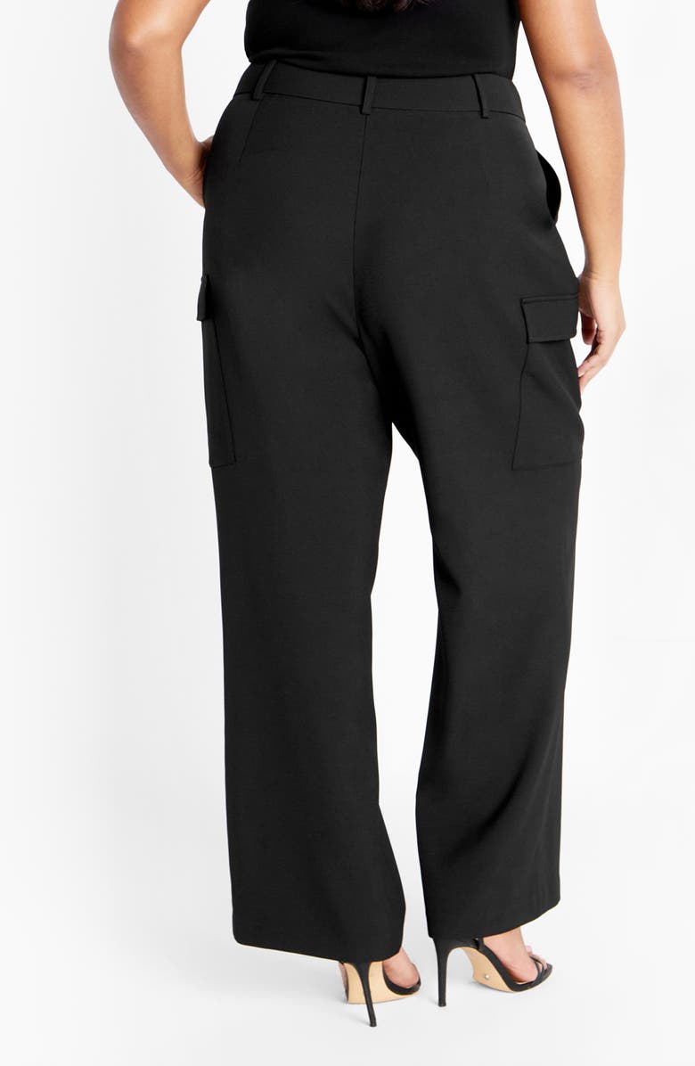 City Chic Karter Wide Leg Cargo Pants, Alternate, color, Black