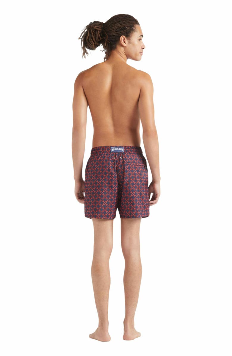 Vilebrequin Men's Homard Pixel Ultra-Light and Packable Swim Shorts, Alternate, color, Bleu Marine