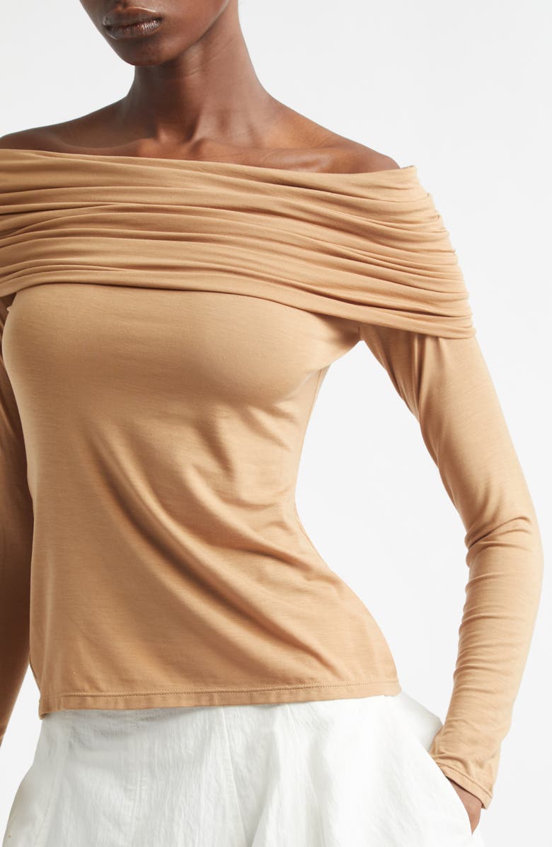 A.L.C. Adeline Off the Shoulder Top, Alternate, color, Toffee