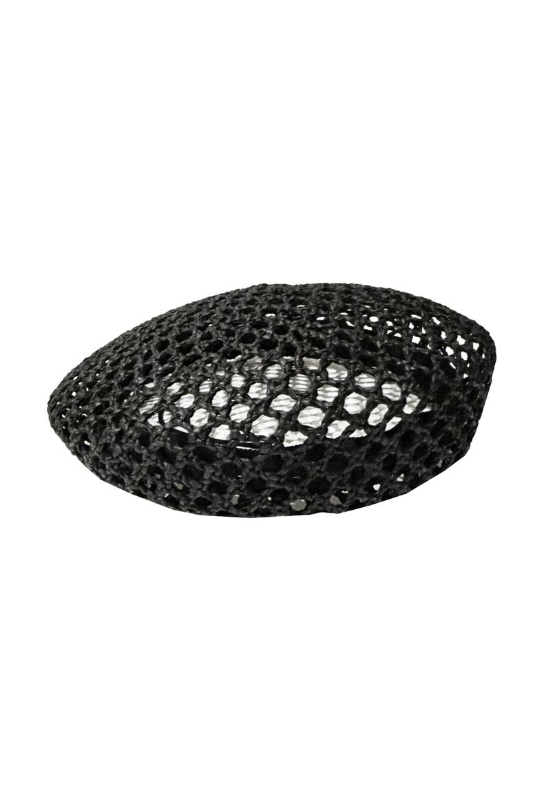 Bini Mesh Straw Beret, Main, color, Black