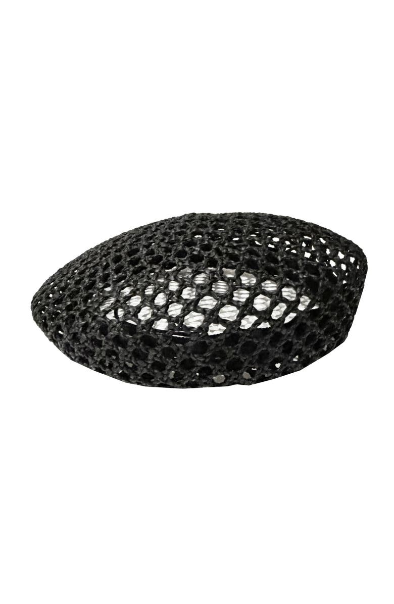 Binata Millinery Bini Mesh Straw Beret, Main, color, Black