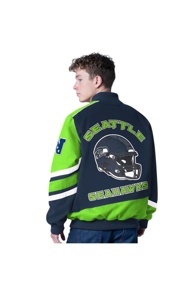 Men's G-III Sports by Carl Banks College Navy Seattle Seahawks Prime Time Full-Zip Racing Jacket, Alternate, color, College Navy