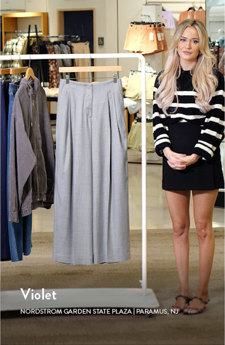 High Waist Wide Leg Wool Blend Trousers, sales video thumbnail