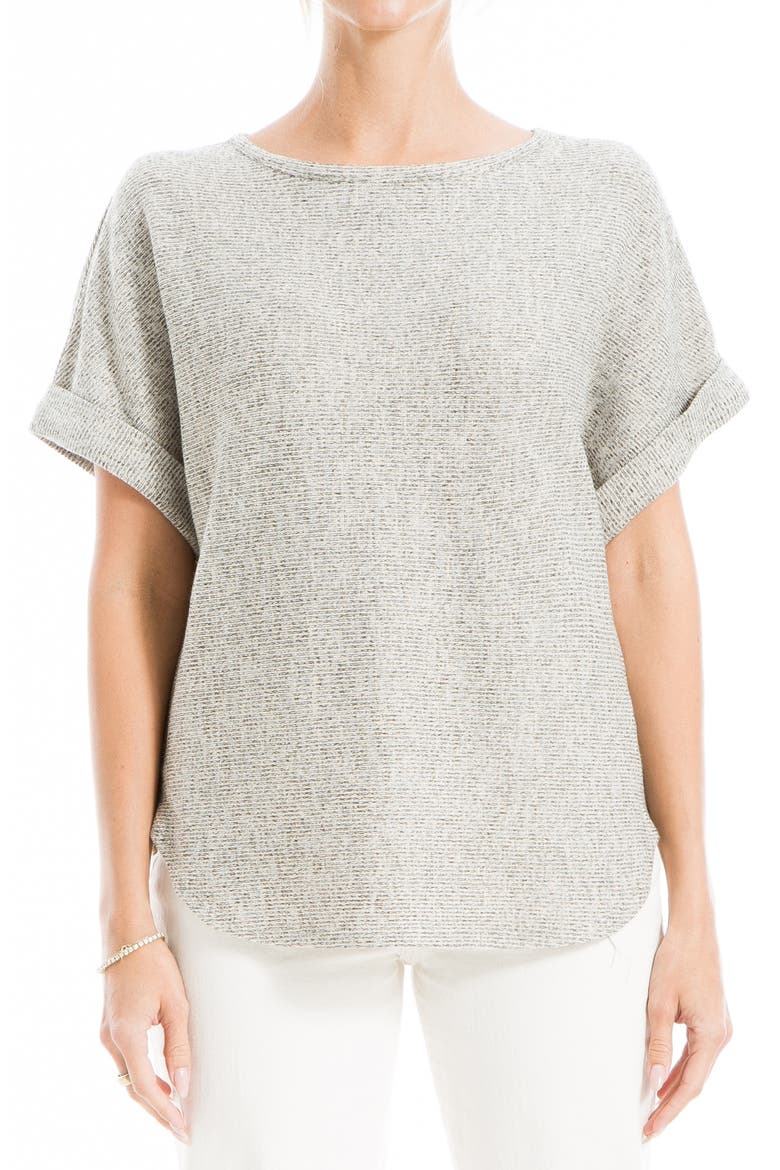 Short Sleeve Ribbed T-Shirt, Main, color, OAT/ BLK